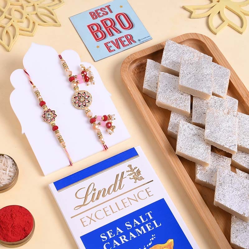 Bhai Bhabhi Pink Rakhis With Chocolate N Sweets 