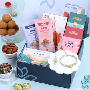 Bhai Bhabhi Rakhis with Nutty Delights N Ladoo-Overseas