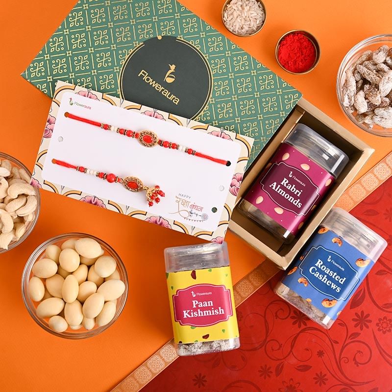 Send Stone Rakhi for Bhaiya Bhabhi online - Bhai Bhabhi Signature Box