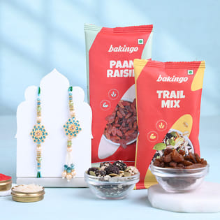 Bhai Bhabhi Tassel Rakhis With Trail Mix N Raisin