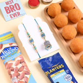 Bhai Bhabhi Teal Rakhis With Treats