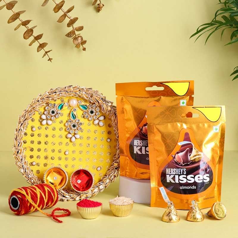 Bhai Dooj Kundan Tika Thali With Chocolates