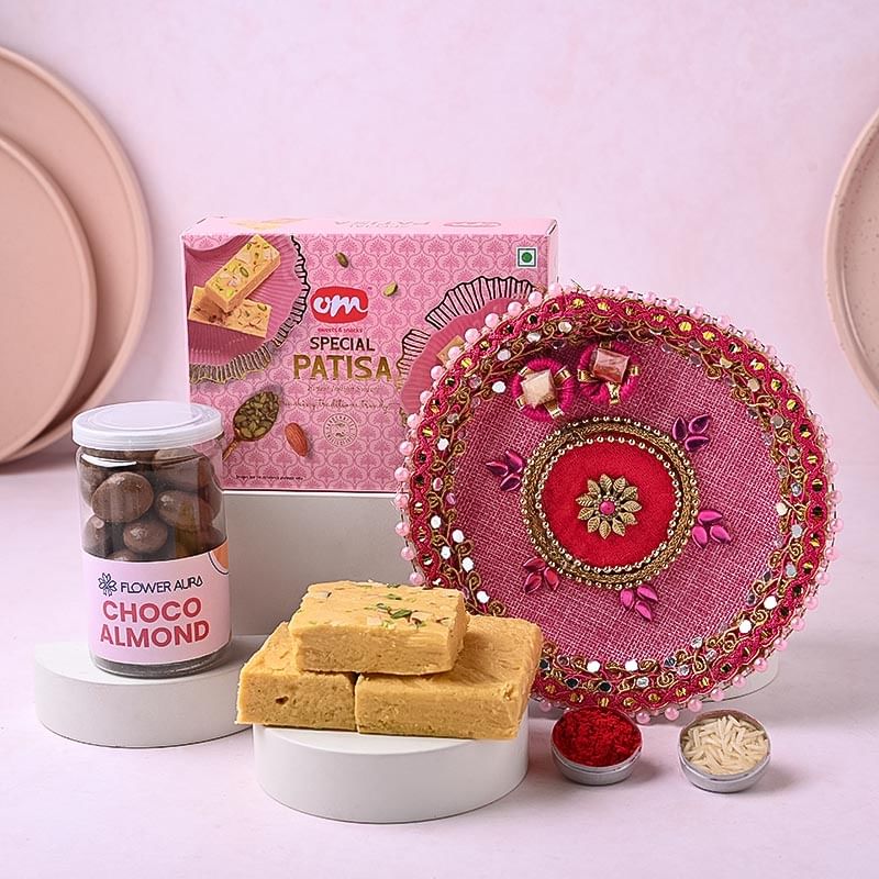 Bhai Dooj Pooja Thali With Patisa N Choco Almonds