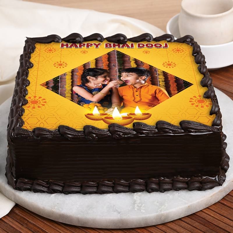 Bhai Dooj Themed Festive Photo Cake