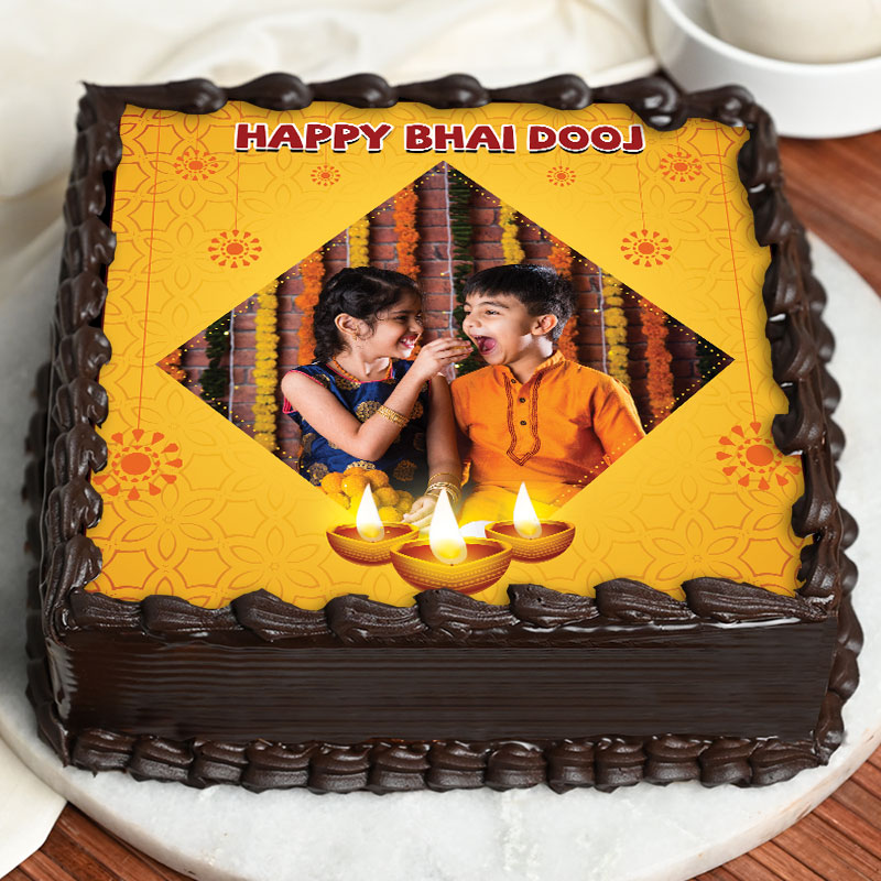Bhai Dooj Themed Festive Photo Cake