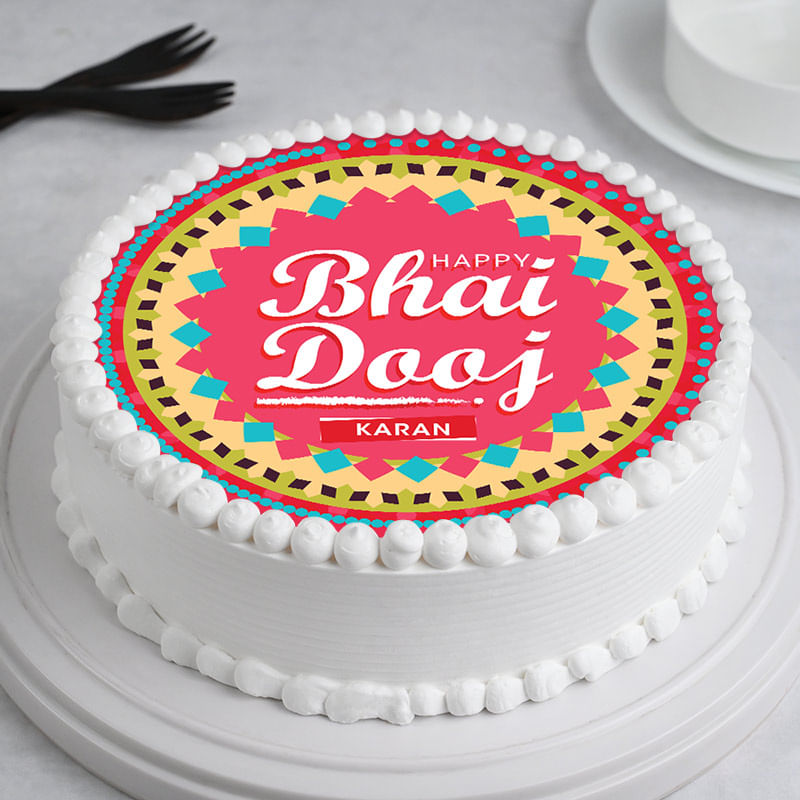 Bhai Dooj Vanilla Cake - Best Bhai Dooj Gifts