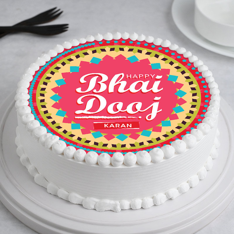 Bhai Dooj Vanilla Cake - Best Bhai Dooj Gifts