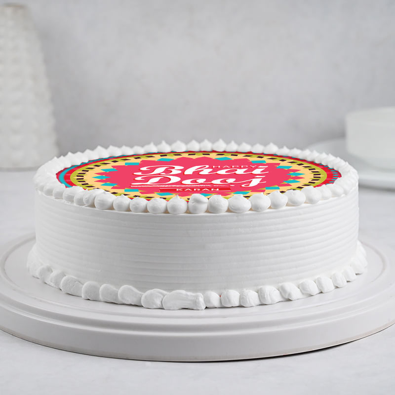 Bhai Dooj Vanilla Cake - Best Bhai Dooj Gifts