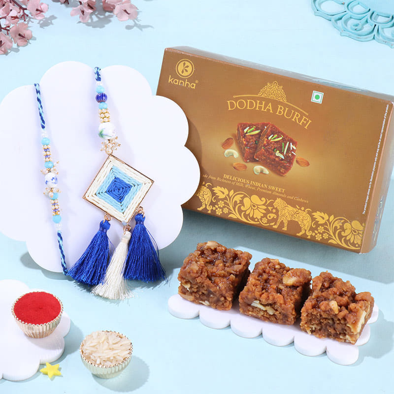 Bhaiya Bhabhi Designer Rakhi With Dodha Burfi