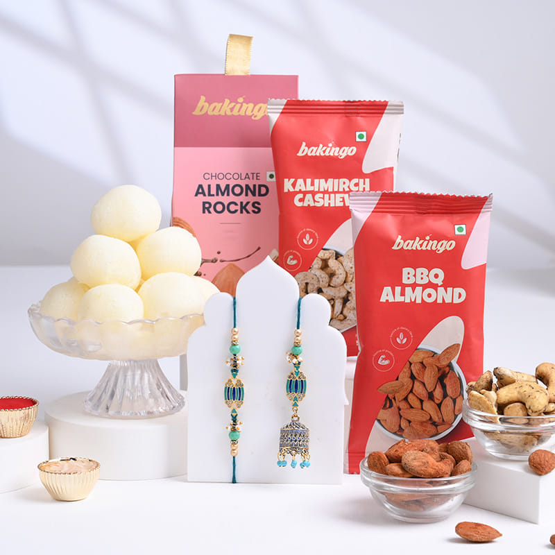 Bhaiya Bhabhi Designer Rakhi With Gourmet Snacks