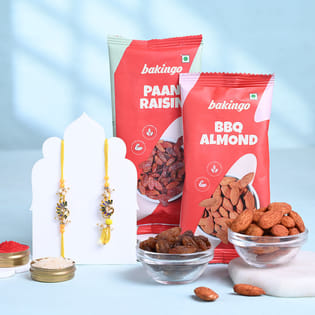 Bhaiya Bhabhi Designer Rakhi With Raisins N Almonds