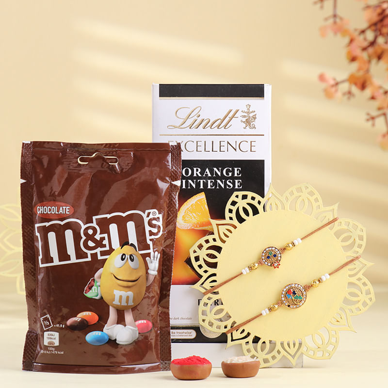 Bhaiya Bhabhi Floral Elegance Rakhi With Chocolates-Netherlands