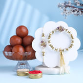 Bhaiya Bhabhi Floral Rakhi With Gulab Jamun-UK