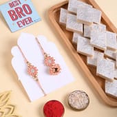 Floral Bhaiya Bhabhi Rakhi With Kaju Katli