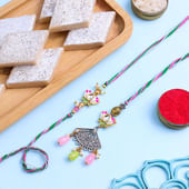 Bhaiya Bhabhi Lotus Rakhi Set N Kaju Katli
