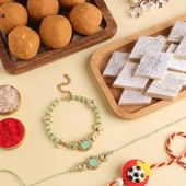Bhaiya Bhabhi N Football Rakhi With Sweets