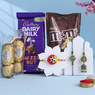 Bhaiya Bhabhi N Football Rakhis With Chocolates