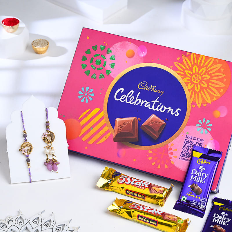 Bhaiya Bhabhi Peacock Rakhi N Chocolate Pack