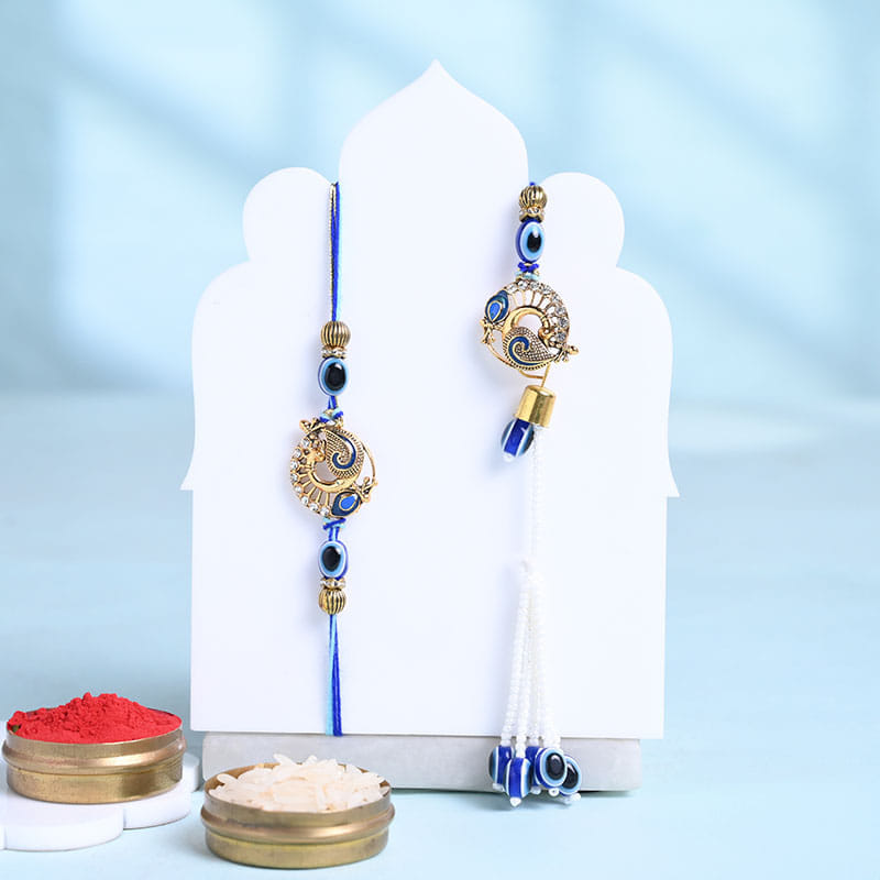 Bhaiya Bhabhi Peacock Rakhi With Almonds N Cashews