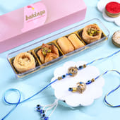Bhaiya Bhabhi Peacock Rakhi With Fusion Sweets