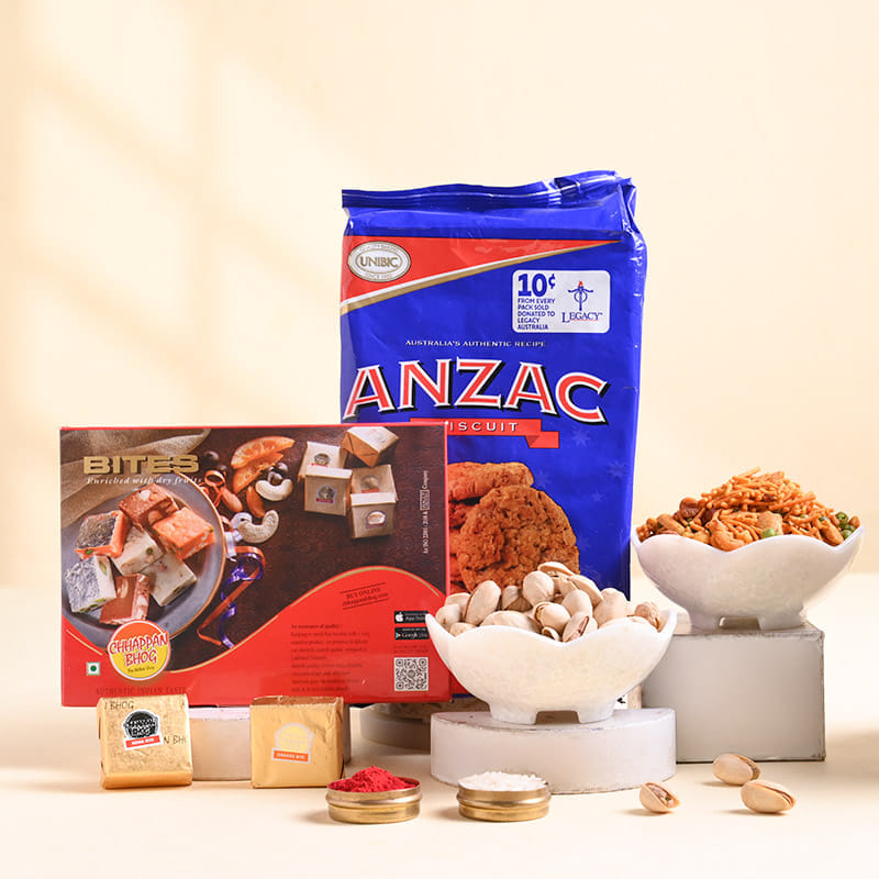 Bhaiya Bhabhi Rakhi N Festive Munchies Hamper