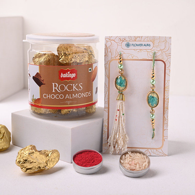 Bhaiya Bhabhi Rakhi Set With Choco Almonds