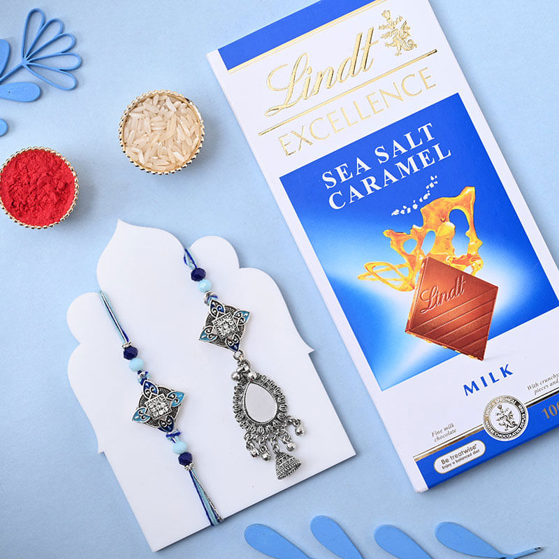 Bhaiya Bhabhi Rakhi With Lindt Excellence Sea Salt Caramel