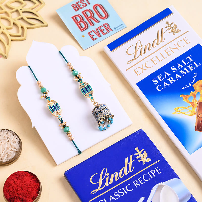 Designer Bhai Bhabhi Rakhis N Lindt Choco Bars