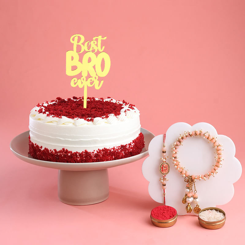 Bhaiya Bhabhi Rakhi Set With Red Velvet Cake