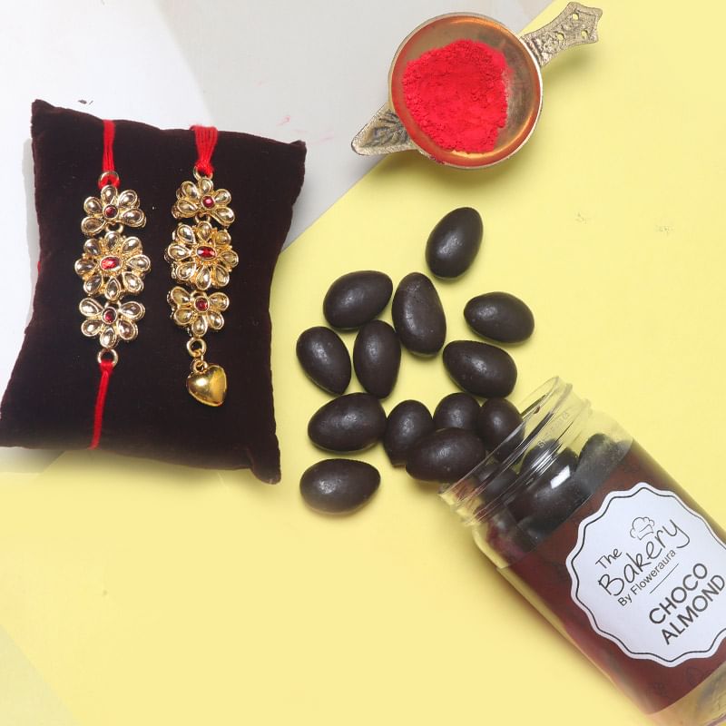 Colorful Rakhi For Bhaiya Bhabhi Choco Combo 