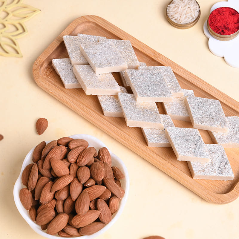 Bhaiya Bhabhi Rakhi With Almonds N Kaju Katli