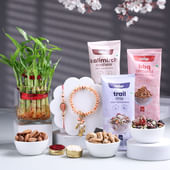 Bhaiya Bhabhi Rakhi With Bamboo Plant N Nuts