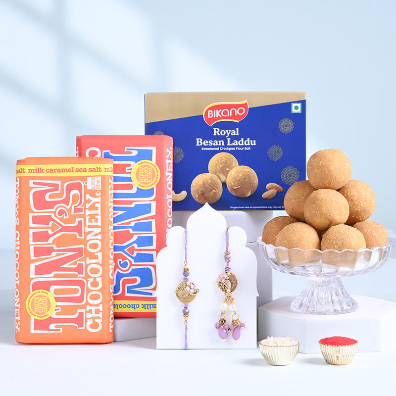 Bhaiya Bhabhi Rakhi With Besan Ladoo N Chocolates-AUS