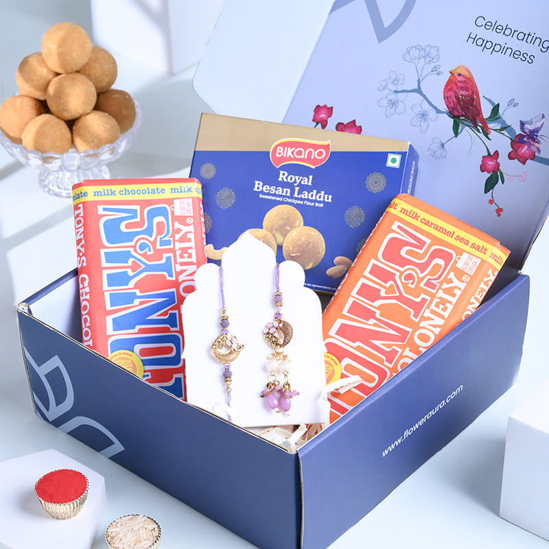 Bhaiya Bhabhi Rakhi With Besan Ladoo N Chocolates-AUS