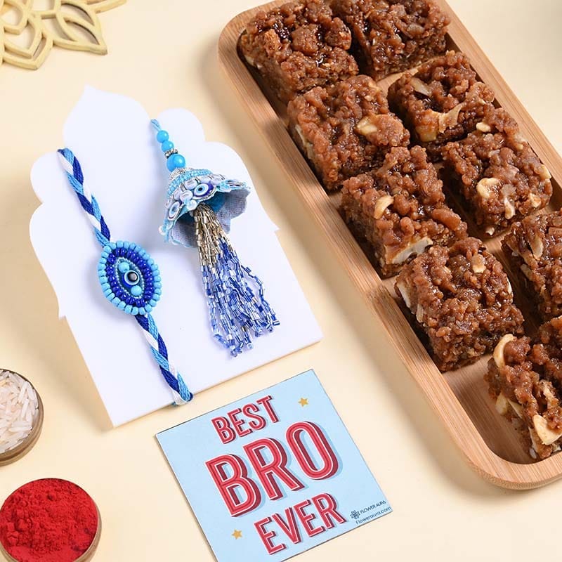 Bhaiya Bhabhi Evil Eye Rakhi With Dhoda Burfi