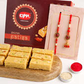 Bhaiya Bhabhi Rakhi With Patisa Sweet Box (Rakhi Sweets for Bhaiya Bhabhi)