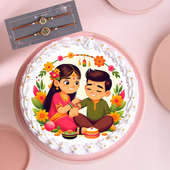 Two Meenakari Rakhis N Raksha Bandhan Cake Combo