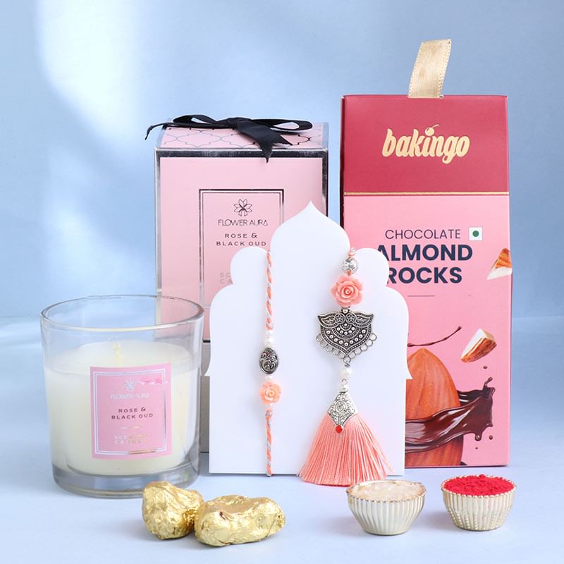 Bhaiya Bhabhi Rakhi With Scented Candle N Chocolate