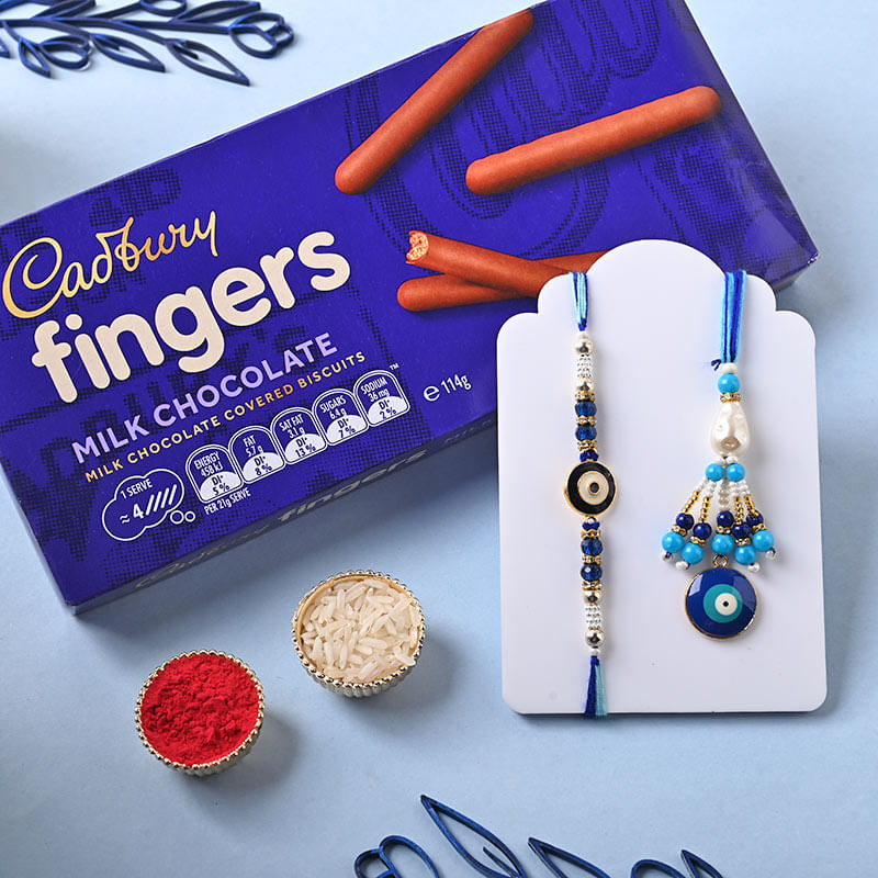 Bhaiya Bhabhi Rakhi With Cadbury Fingers Milk Chocolate