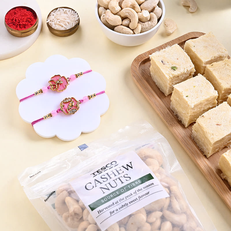 Bhaiya Bhabhi Rakhis With Soan Papdi N Cashews