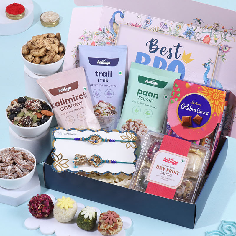 Bhaiya Bhabhi Rakhis With Sweet N Snacky Treats-Overseas