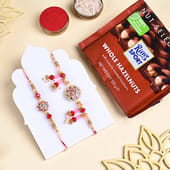 Bhaiya Bhabhi Ruby Rakhi Set With Hazelnuts