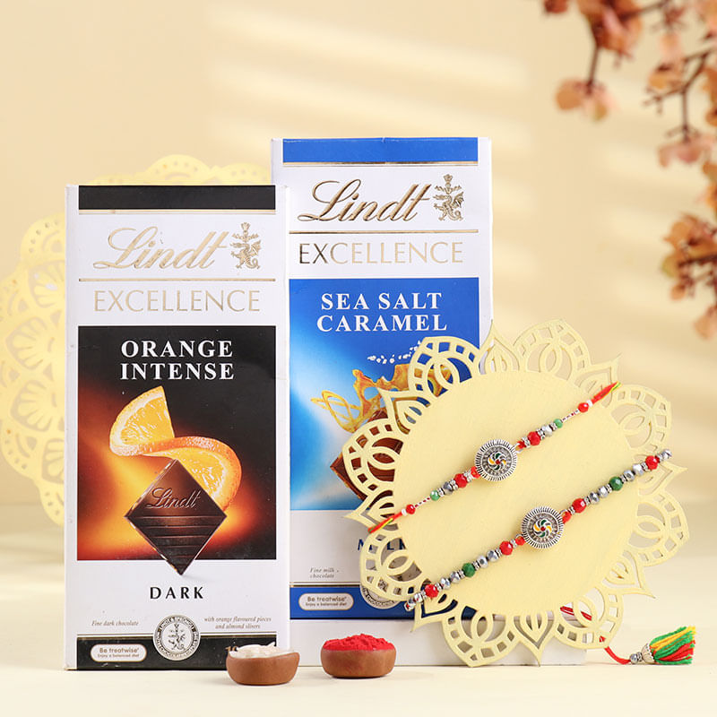 Bhaiya Bhabhi Spiral Design Rakhi N Chocolates