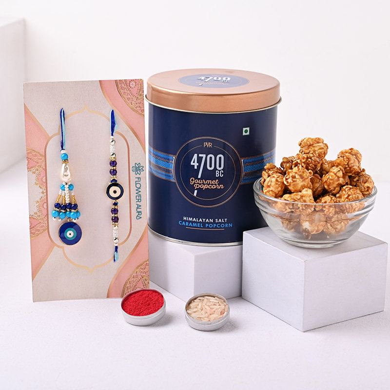 Bhaiya Bhabi Evil Eye Rakhis With Healthy Popcorn