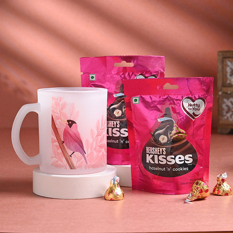 Bird Print Frosted Mug With Chocolates