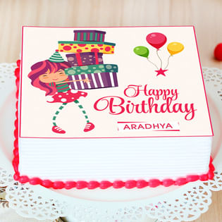 Square Animated Cake for Girl Child