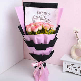 Birthday Celebration Pink Roses