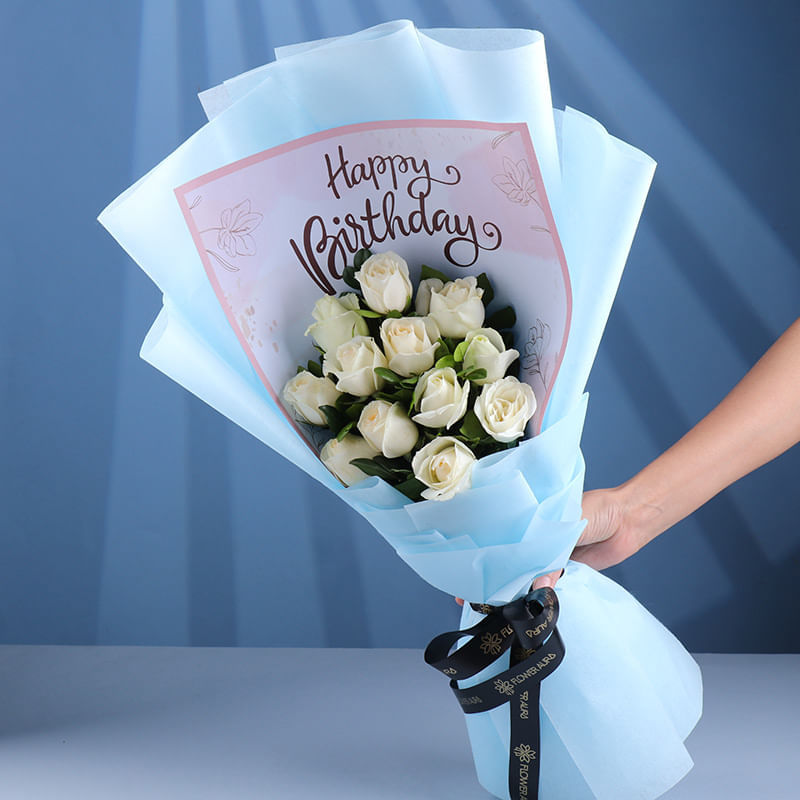 Birthday Wishes In White Roses
