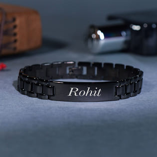 Personalised Men Black Metal Bracelets