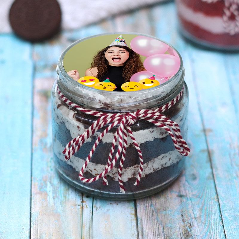 Cute Black Birthday Cake Jar